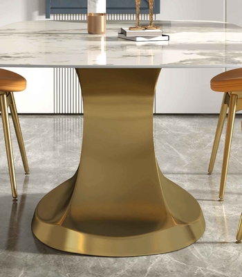 201 de luxeeettafel 6 van de roestvrij staal Gouden Inzameling seater Gevormde Basiswoonkamer