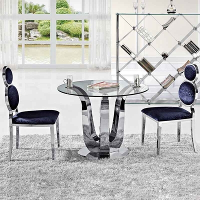 Antieke van de Luxe Moderne Eettafels D150XH75 van Glam Zilveren het Glas Hoogste Eettafel