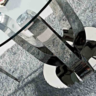 Antieke van de Luxe Moderne Eettafels D150XH75 van Glam Zilveren het Glas Hoogste Eettafel