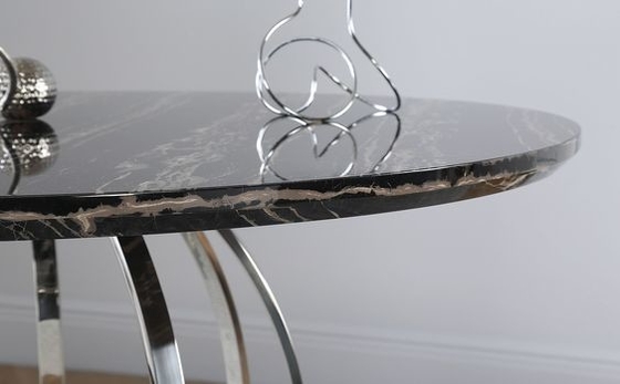 Smakelijke Marmeren Hoogste Roestvrij staal Zilveren Eettafel met Stoelen Geplaatst H75cm