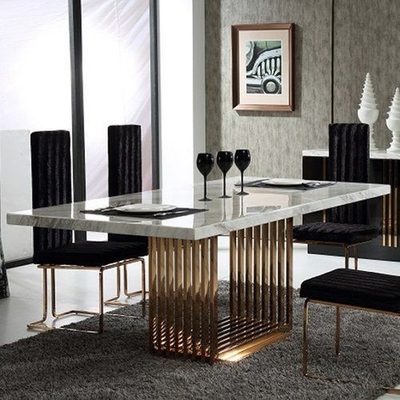 Het noordse Marmeren Hoogste Huwelijksbanket dient Moderne Rechthoekige Eettafels met Stoelen 50X90X75 in
