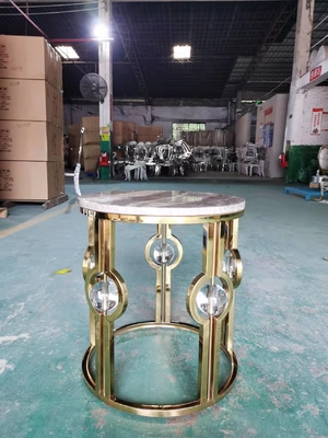Goud Geplateerd Licht de Luxemetaal Crystal Ball Round Corner Table van de Roestvrij staal Marmeren Zijlijst
