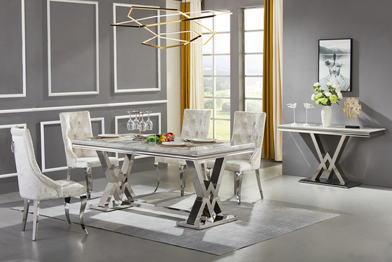 Het Hoge Beëindigen van het noordse Marmeren Moderne Luxe-de Eettafelrestaurant van het Roestvrij staalbeen