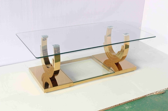De Gouden U-vormige Basis van Ti Meubilair van het de Woonkamerhuis van de 2 Stukkoffietafel het Vastgestelde