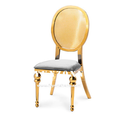 Goede prijs Midden-Oosten Markt Eetkamermeubelen Banketfeest Roestvrij staal stoel Gouden luxe trouwstoelen online