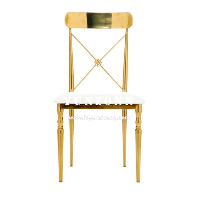 Goede prijs Banketpartij Huur Goud Roestvrijstalen Hotel Huwelijksstoelen Voor Evenementen Hall online