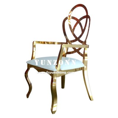 Goede prijs Luxe bruiloft meubilair roos gesneden rug hotel restaurant stoel goud roestvrij staal banketstoel online