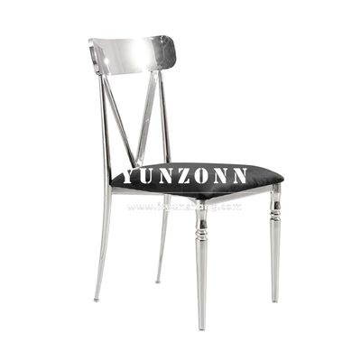 Hoogruggen Zwarte fluweelachtige eetstoel Roestvrijstalen benen Hotel evenement Eetkamer SS Meubelstoelen