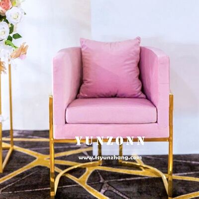 Goede prijs Moderne eenpersoonsbankstoel met goud roestvrij staal en kleurrijk fluwelen kussen voor hotels Woonkamers Eetgelegenheden en winkelcentra online