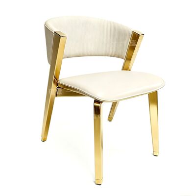 Goede prijs High-End Luxe Restaurant Eetkamerstoelen Goud Roestvrij Staal Design Multi-Kleur Lederen Kussens Bruiloft Meubilair Metaal online