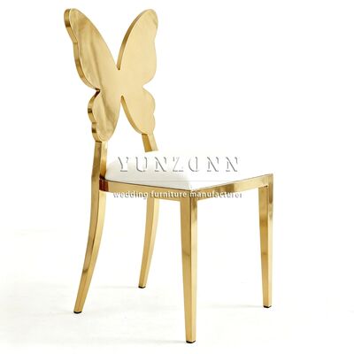 Goede prijs Professionele Fabricage Roestvrijstalen Vlinderrug Comfortabele Eetstoel Gouden Rugleuning Bruiloft- en Evenementstoelen online