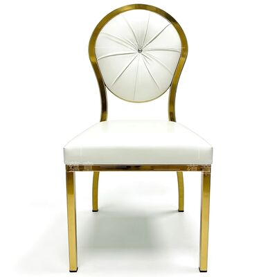 Goede prijs Hot Event Round Back Design Gold Party Stainless Steel Hotel Wedding Chair Factory Wholesale Steel Back Chair Hotel Banquet online