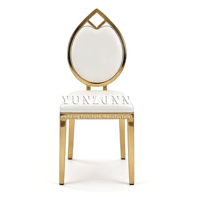 Goede prijs Gouden roestvrijstalen frame lederen koning koningin bruiloft feest luxe chaise event witte trouwstoelen online