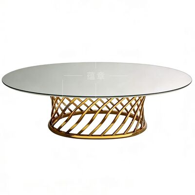 Goede prijs Goede kwaliteit spiegelglas met roestvrij staal raam ovaal tafel voor bruiloft dineren banketfeest online
