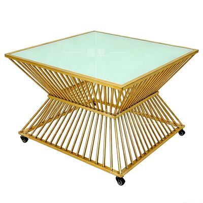 Goede prijs Top Sale Fashion Design Square Shape Glass Top Stainless Steel Wedding Cake Table online
