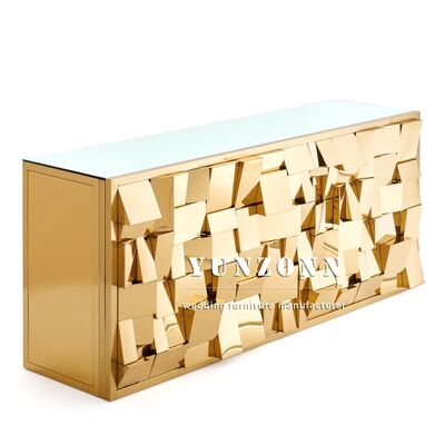 Goede prijs Moderne RVS IJzeren Rechthoekige Bartafel met Spiegelglas Nieuw Ontwerp Huis Club Bar Balie voor Hotel & Bruiloftsevenementen online