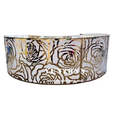 Goede prijs Clubmeubilair Ronde Roestvrijstalen Frame Goud Rozenpatroon Draagbare Bartafel Bruiloft Bar Counter online