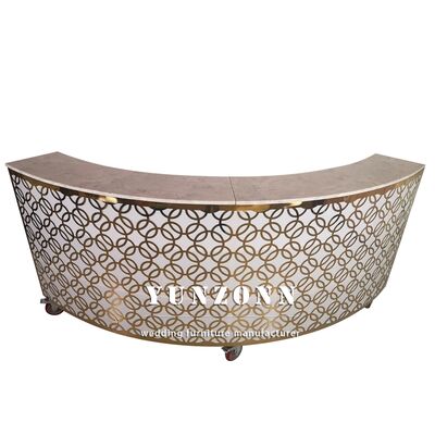 Goede prijs Moderne luxe goud roestvrij staal binnenshuis bruiloft bar counter met wielen voor evenement bar tafels online