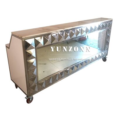 kwaliteit Halve Maan Vorm Bruiloft Feest Roestvrij Staal Spiegel Glas Bar Balie voor Nachtclub fabriek