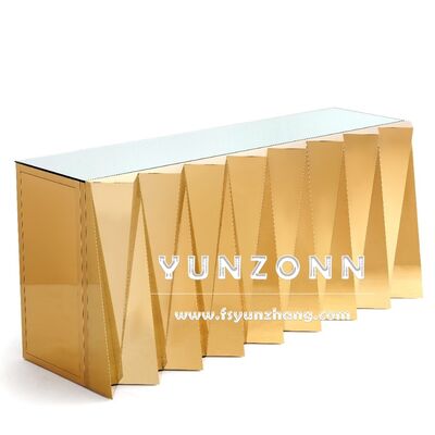 kwaliteit Gouden roestvrijstalen luxe geribbelde opklapbare trouwtafel voor hotels fabriek