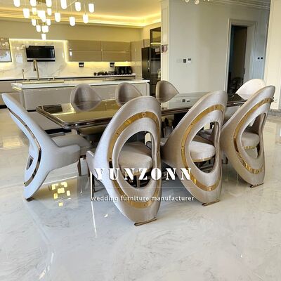 Goede prijs Luxe gouden eetstoel Noord-Italiaanse stijl moderne licht luxe roestvrijstalen been fluweel/leer eetstoel voor villa online