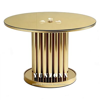 Goede prijs Luxe Moderne Ronde Glazen Eettafels van Gouden Roestvrij Staal Luxe online