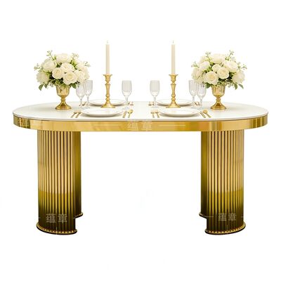 Goede prijs Hot Sale Roestvrij staal trouwfeest tafels Mdf Top Wedding Vip Bruidstafel Luxe Gold Wedding Table voor Event Meubels online