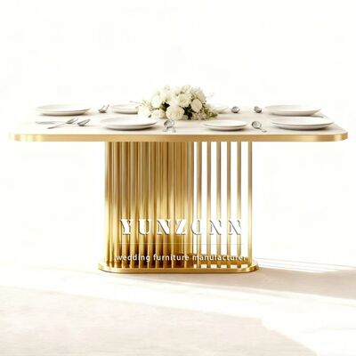 Goede prijs Hotel Bruiloft Banket Roestvrij Staal Marmeren Top Buiten Evenement Tafel Duurzaam Hedendaags Design Verhuur Meubilair online