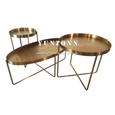 Goede prijs Goud afgewerkte metaal ijzer ovale vorm decoratieve gastenkamer Koffietafel Zijde tafel Eind metaal tafel online