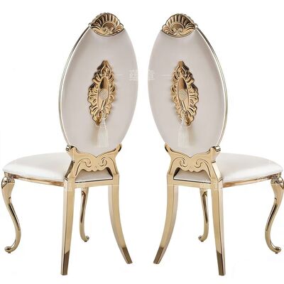 Goede prijs Meubelfabriek Directe Verkoop van Roestvrij Staal Verguld Klassieke Hoge Rug Stoelen Geschikt voor Bruiloften en Banketten online