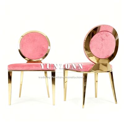 Goede prijs Fabriekslevering roze en gouden evenementen roestvrijstalen stapelbare stoel gouden luxe Louis evenementen bruiloft stoelen voor evenement online