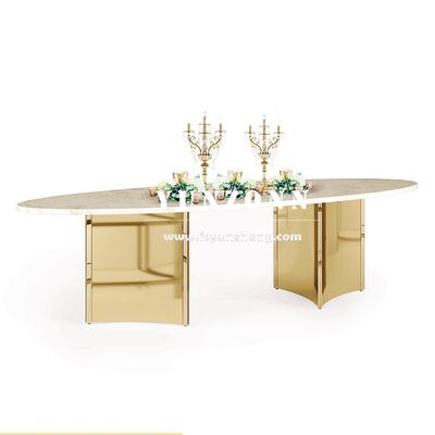 Goede prijs Nieuw Ontwerp Luxe Meubels Messing Basis Rechthoekige Gouden Eettafel Roestvrij Staal online