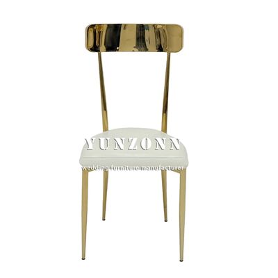 Hedendaags Evenement Hotel Banketmeubilair Wit Leer Goud Metaal Stapelbare Trouwstoelen