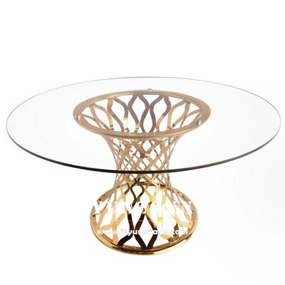 Goede prijs Luxe hotelmeubilair ronde cirkel spiegel glas roestvrij staal moderne eettafels online