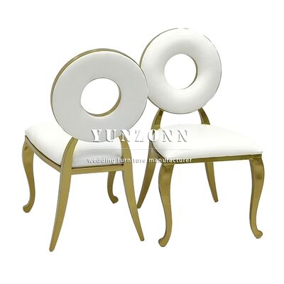 Goede prijs Nieuw ontwerp Donut Gold Luxe Hotel Banket Bruiloft Fluweel Eetstoelen van roestvrij staal online