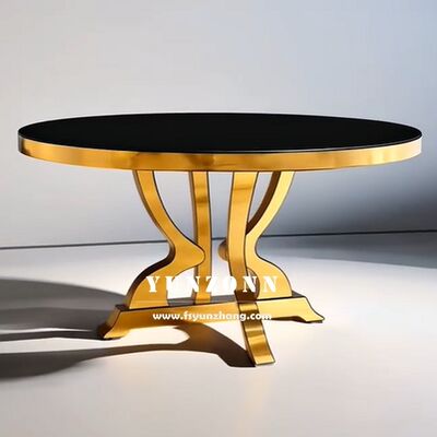 Goede prijs Nieuwe stijl rounde eettafel van roestvrij staal gouden evenementen trouwtafel voor hotels online