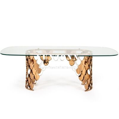 Goede prijs Moderne Luxe Glazen Tafelblad Roestvrij Staal Centerpieces Nieuwe Stijl Bruiloft Tafeldecoratie voor Dineren Buiten Hotelgebruik online