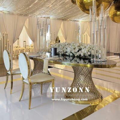 Goede prijs Luxe RVS Lange Ovale Eettafel voor Hotelbanketten, Bruiloften en Evenementen online