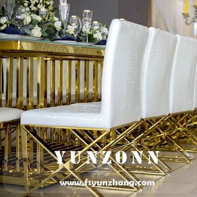 Goede prijs Moderne luxe witte PU leer eetstoel met metalen benen kruis steken ontwerp voor thuis of hotel ontspanning stijl online