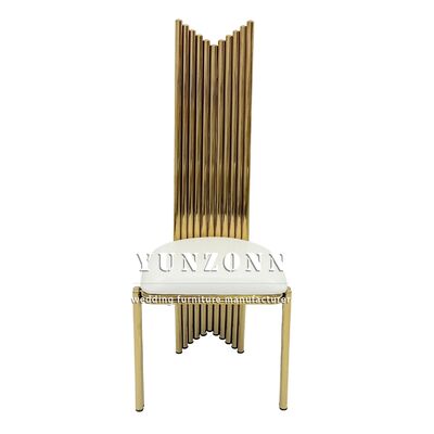 Goede prijs Evenementen Meubelen Roestvrij staal Goud frame Wit Pu High Back Bruiloft Eetpartij Evenement Banket stoel te koop online