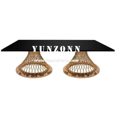 Goede prijs Aanpasbare gouden roestvrijstalen rechthoekige trouwtafels Modern metalen ontwerp voor eetkamers, restaurants, feesten, hotels, zalen online