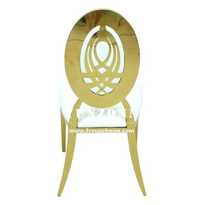 Goede prijs Gouden Royal Hotel Evenement Bruiloft Commerciële Meubels 304 Roestvrij Staal Stoel met Ovaal Rugbloem Design online
