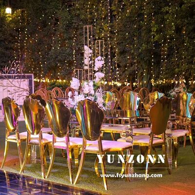 Goede prijs Moderne Luxe Roestvrij Staal Gouden Bruiloft Bloemen Rug Fancy Stoelen voor Evenement Banket online