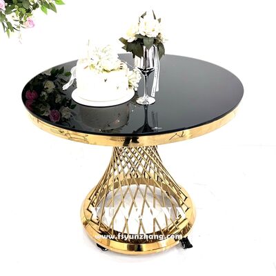 Goede prijs Luxe Spoke Cake Table met wielen Modern metalen ontwerp voor trouwdecoratie voor hotels en evenementen online
