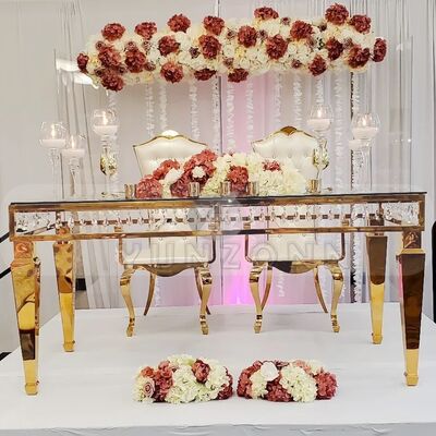 Goede prijs Luxe vierkante eettafels met roestvrijstalen frame en kristal decor voor bruiloften Hotels voor elegante evenementen online