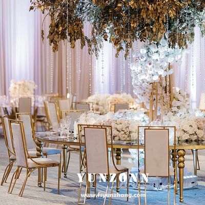 Goede prijs Luxe Hotelmeubilair Gouden Roestvrijstalen Eetkamerstoelen Bruiloft Feest Bruidsstoel voor Evenementen online