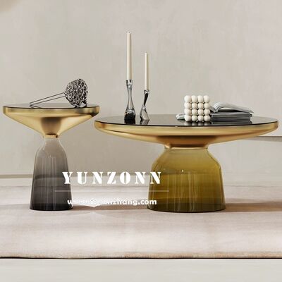 Goede prijs Nordic Luxury Simple Design Ronde glazen zijtafel Moderne woonkamermeubilair voor thuis en hotel voor eten en bruiloften online