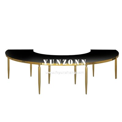Goede prijs Luxe Modern Gable Gold Wave Table Ronde roestvrijstalen hotelmeubelen voor dineren & outdoor evenementen Bruiloften Half Moon Hotels online