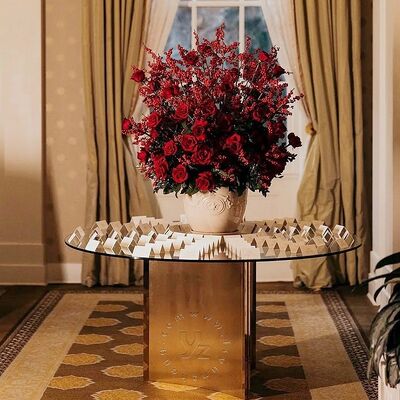 Goede prijs Wiltshire Ronde Tafel met gehard glas en roestvrijstalen basis Moderne ontwerp voor hotel-eetapplicatie online