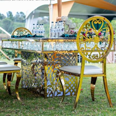 Goede prijs Luxe hotel roestvrij staal kristal hanger gouden glas bruiloft en evenement eettafel voor banketten Restaurants en feesten online